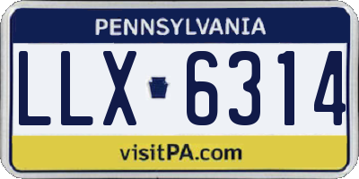 PA license plate LLX6314