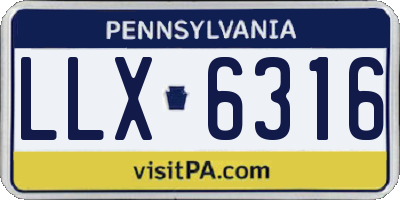 PA license plate LLX6316