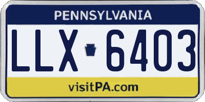 PA license plate LLX6403