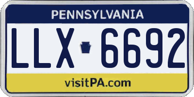 PA license plate LLX6692