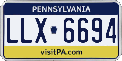 PA license plate LLX6694
