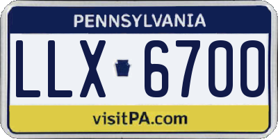 PA license plate LLX6700