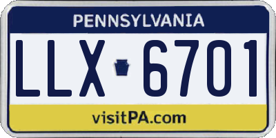 PA license plate LLX6701