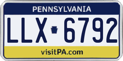 PA license plate LLX6792