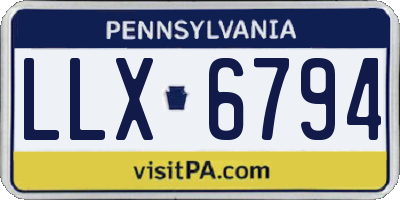 PA license plate LLX6794