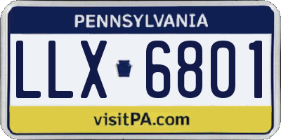 PA license plate LLX6801