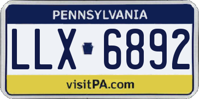 PA license plate LLX6892