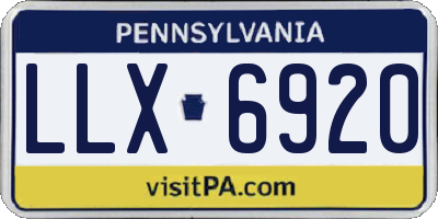 PA license plate LLX6920