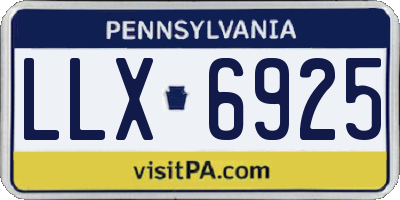 PA license plate LLX6925