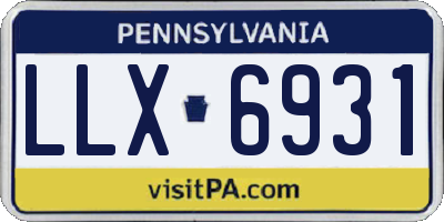 PA license plate LLX6931