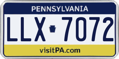 PA license plate LLX7072