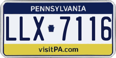 PA license plate LLX7116