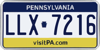 PA license plate LLX7216