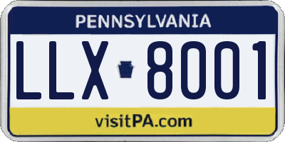 PA license plate LLX8001