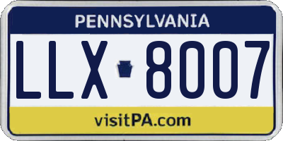 PA license plate LLX8007