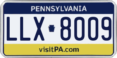 PA license plate LLX8009
