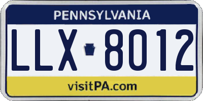 PA license plate LLX8012