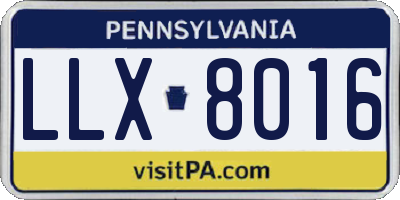 PA license plate LLX8016