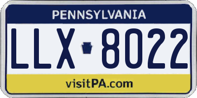 PA license plate LLX8022
