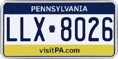 PA license plate LLX8026