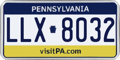 PA license plate LLX8032