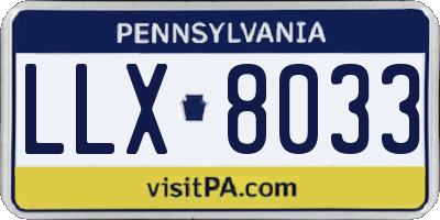PA license plate LLX8033