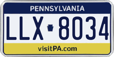 PA license plate LLX8034