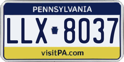 PA license plate LLX8037