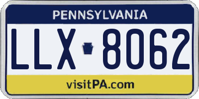PA license plate LLX8062