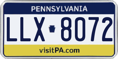 PA license plate LLX8072