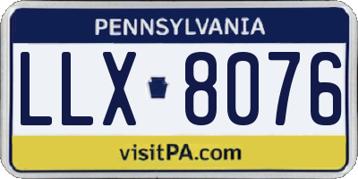 PA license plate LLX8076