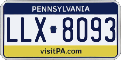 PA license plate LLX8093