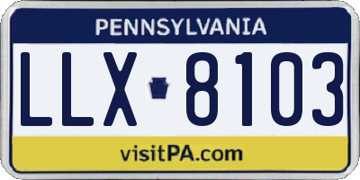 PA license plate LLX8103