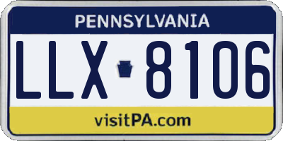 PA license plate LLX8106