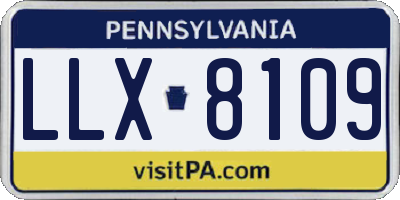PA license plate LLX8109