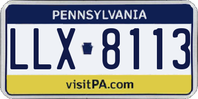 PA license plate LLX8113