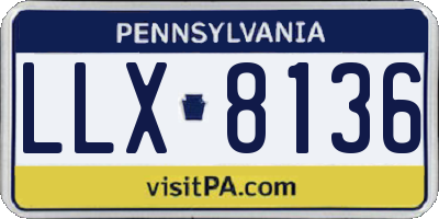 PA license plate LLX8136