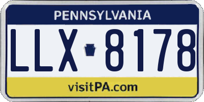 PA license plate LLX8178