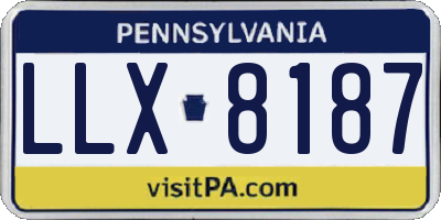 PA license plate LLX8187