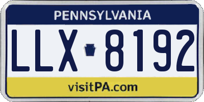 PA license plate LLX8192