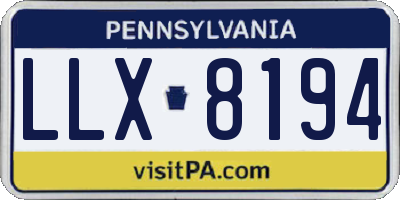 PA license plate LLX8194