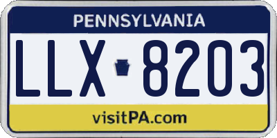 PA license plate LLX8203