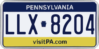 PA license plate LLX8204