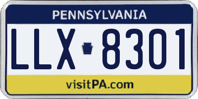 PA license plate LLX8301