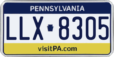 PA license plate LLX8305