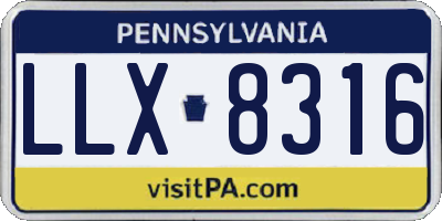 PA license plate LLX8316