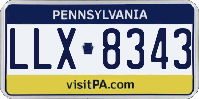 PA license plate LLX8343