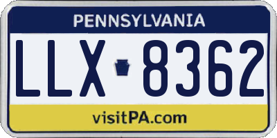 PA license plate LLX8362