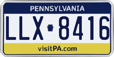 PA license plate LLX8416