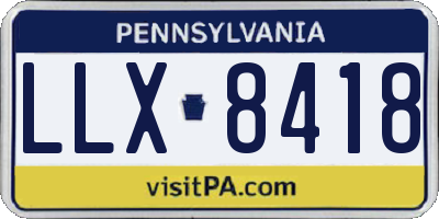 PA license plate LLX8418